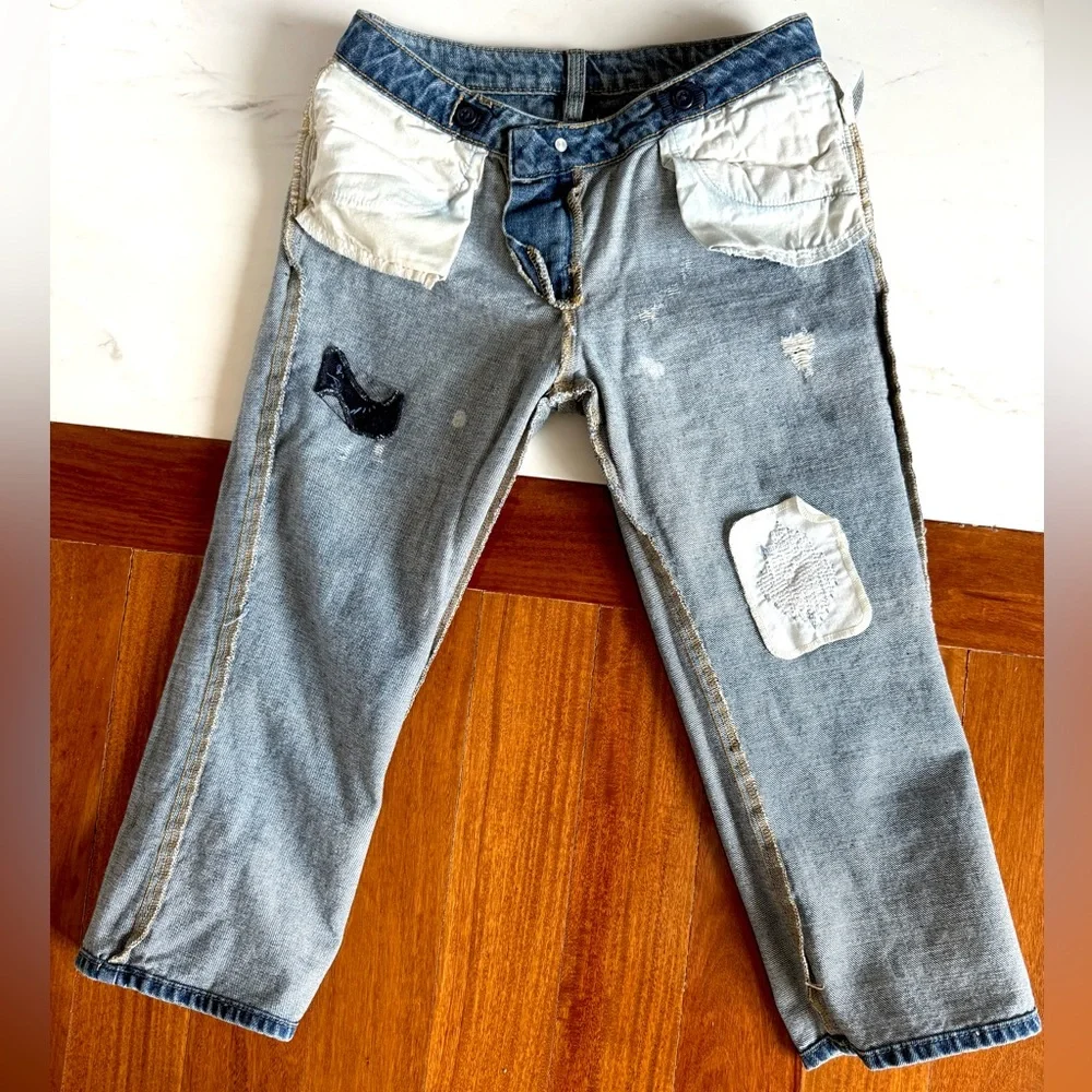 Gap Big Girls Bermuda Denim Capri Jeans Pants Shorts Size 14 Distressed Jeans